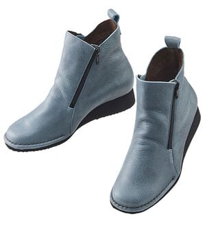 ルフラン（ルフラン）の「あったか裏フリース　牛革ダブルファスナーブーツ（ブーツ）」｜ブルーグレー