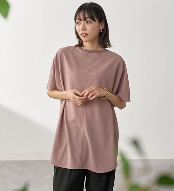 BELLUNA（ベルーナ）の「Ｔシャツ感覚なのにきちんとブラウス見え！カットジョーゼット半袖プルオーバー（カットソー）」｜詳細画像