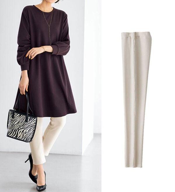 BELLUNA（ベルーナ）の「ポカポカすっきり！裏ファーレギンスパンツ（フルレングスパンツ）」｜アイボリー