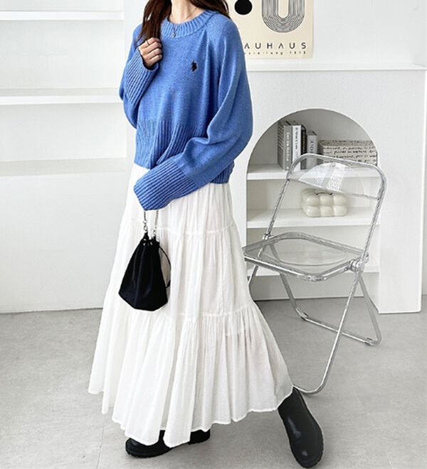 GeeRA（ジーラ）の「【ＵＳ．ＰＯＬＯ　ＡＳＳＮ】ショート丈ニット（ニット・セーター）」｜詳細画像