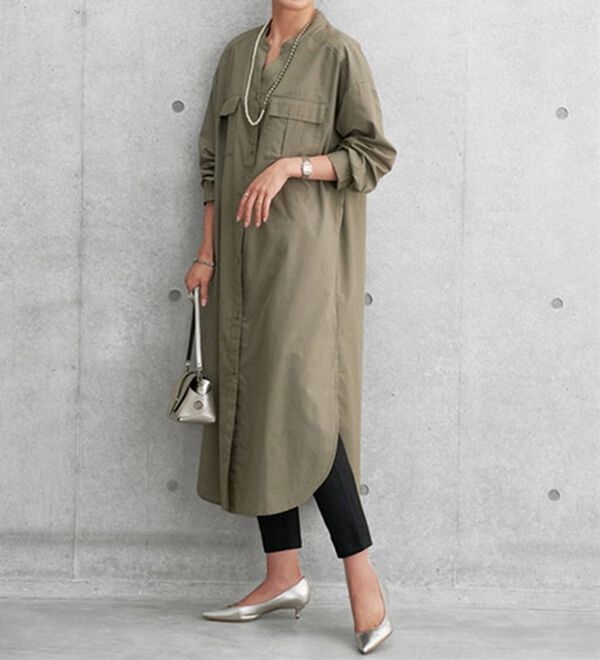 BELLUNA（ベルーナ）の「胸ポケット付キーネックシャツワンピース（チュニック）」｜詳細画像