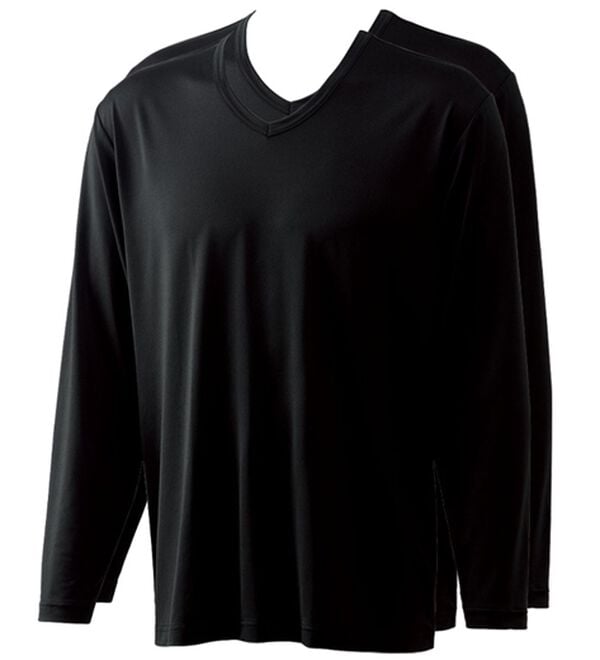 「＜ピップエレキバン&times;コムルヴァン・オム＞コリに効く！着るピップエレキバン（肌着・インナーウェア）」｜ブラック(長袖V首)