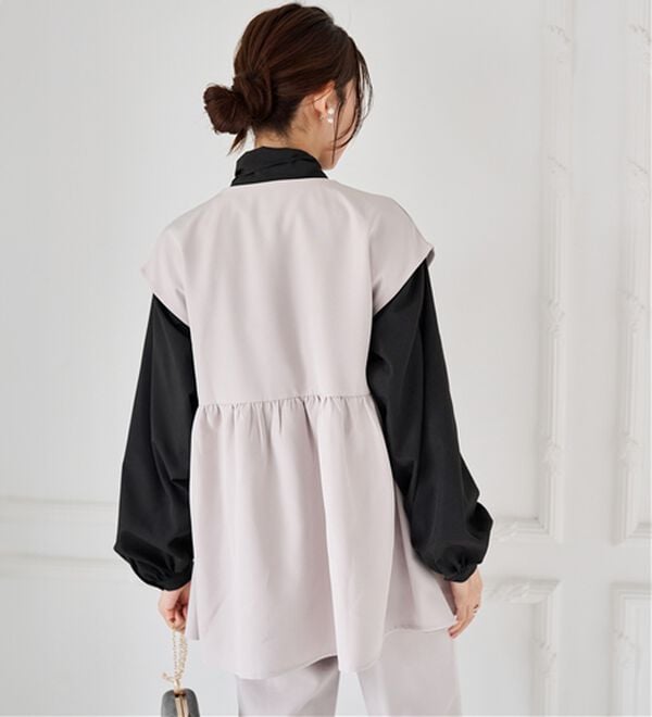 RANAN（ラナン）の「洗える！ペプラムギャザーベストセットアップ（パンツスーツ）」｜詳細画像