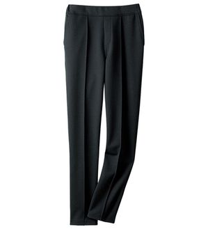 VINNO（ヴィノ）の「美のフィット・カルゼ素材ストレートパンツ　起毛あり　（股下６３ｃｍ・股下６８ｃｍ）（フルレングスパンツ）」｜黒