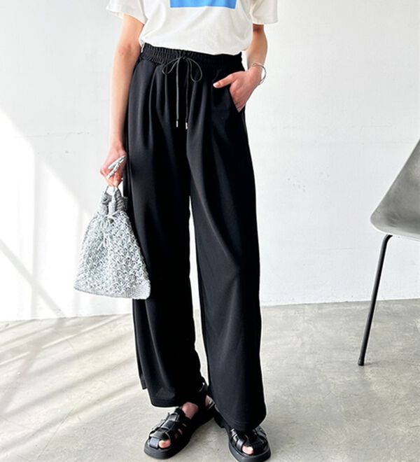 GeeRA（ジーラ）の「接触冷感！リラックスワイドパンツ（ワイドパンツ・ガウチョ）」｜ブラック