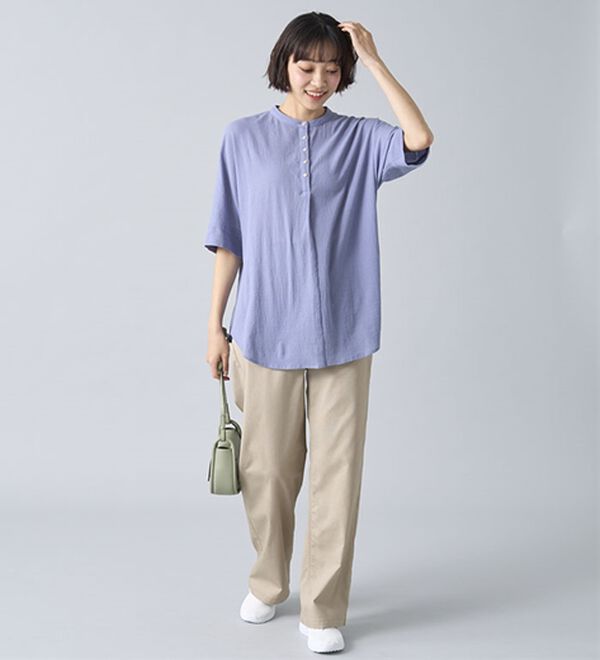 BELLUNA（ベルーナ）の「綿１００％ワッシャー素材ゆったりドルマンブラウス（ブラウス）」｜詳細画像