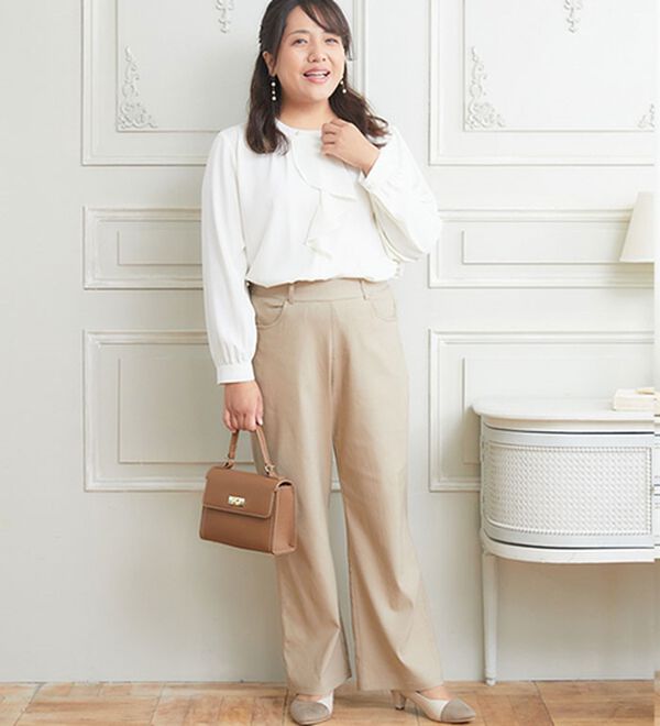A HAPPY MARILYN（アハッピーマリリン）の「【Ｌ～８Ｌ／選べるデザイン】ストレッチ裏起毛美脚パンツ（テーパードパンツ）」｜詳細画像