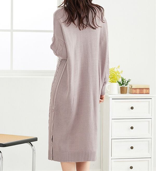 BELLUNA（ベルーナ）の「ケーブル柄ロング丈ニットワンピース（ニットワンピース）」｜詳細画像