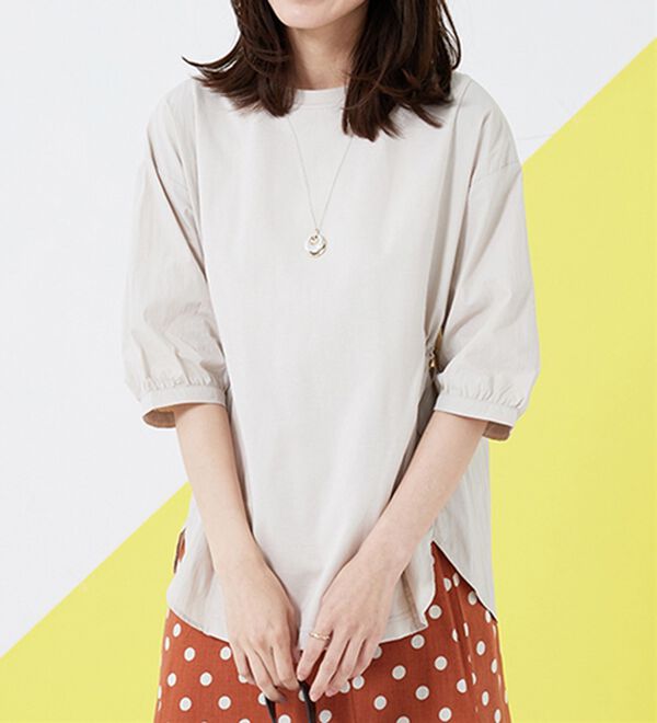 BELLUNA（ベルーナ）の「高見え！異素材切替ドロスト使いプルオーバー（カットソー）」｜詳細画像