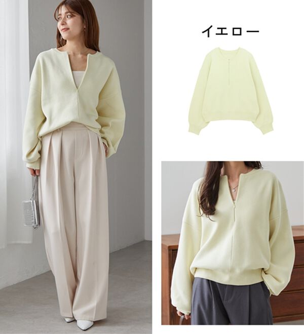 RANAN（ラナン）の「ハーフジップスウェットライクニット（ニット・セーター）」｜詳細画像