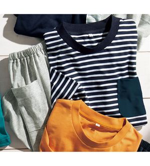 「夏のお買得ベーシック上下セット（メンズルームウェア）」｜ネイビーボーダー