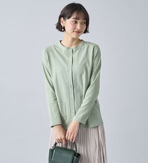 BELLUNA（ベルーナ）の「強撚綿１００％ベーシックカーディガン（その他カーディガン）」｜セージ クルーネック