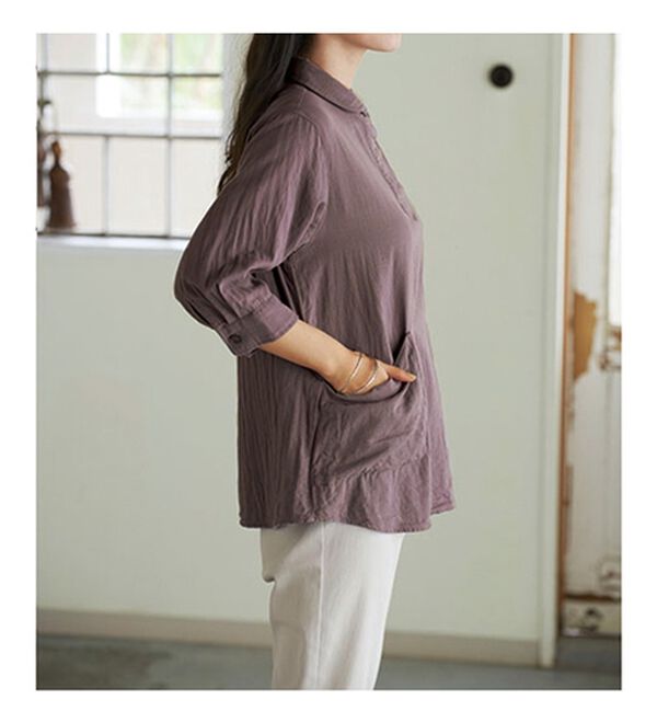 BELLUNA（ベルーナ）の「風が通り抜けるダブルガーゼ素材丸衿ブラウス（ブラウス）」｜詳細画像