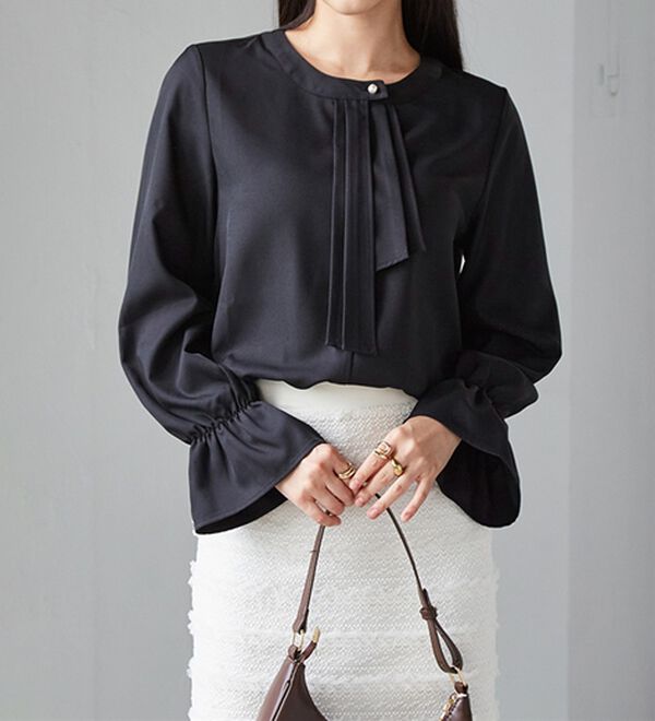 RANAN（ラナン）の「パール付きボウタイブラウス（ブラウス）」｜詳細画像