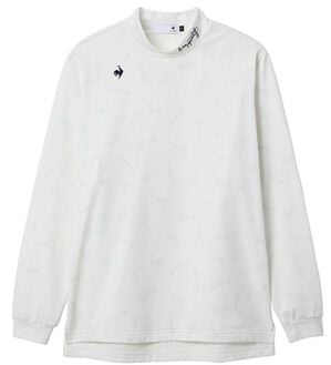 「シーズン柄モックネック長袖シャツ（メンズカットソー）」｜ホワイト