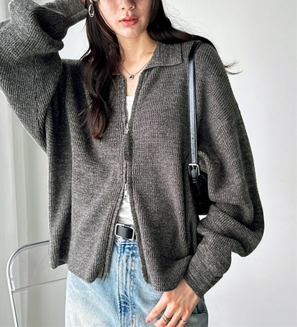 GeeRA（ジーラ）の「ダブルジップニットカーデ（ニットカーディガン）」｜詳細画像