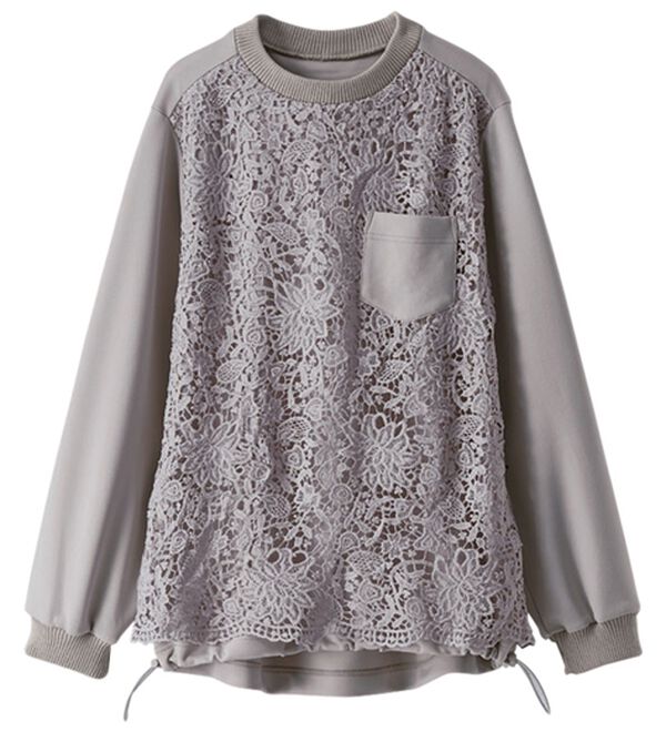 BELLUNA（ベルーナ）の「オーバーレースポケット付トレーナー（カットソー）」｜ライトグレー