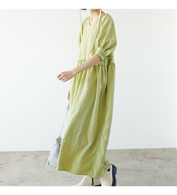 GeeRA（ジーラ）の「ワッシャー素材パフスリーブワンピース（その他ワンピース）」｜詳細画像