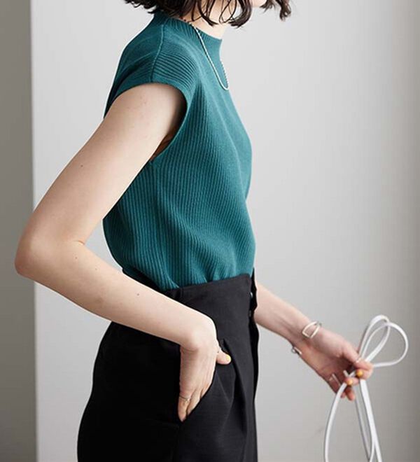 GeeRA（ジーラ）の「配色ラインフレンチスリーブニット（ニット・セーター）」｜詳細画像