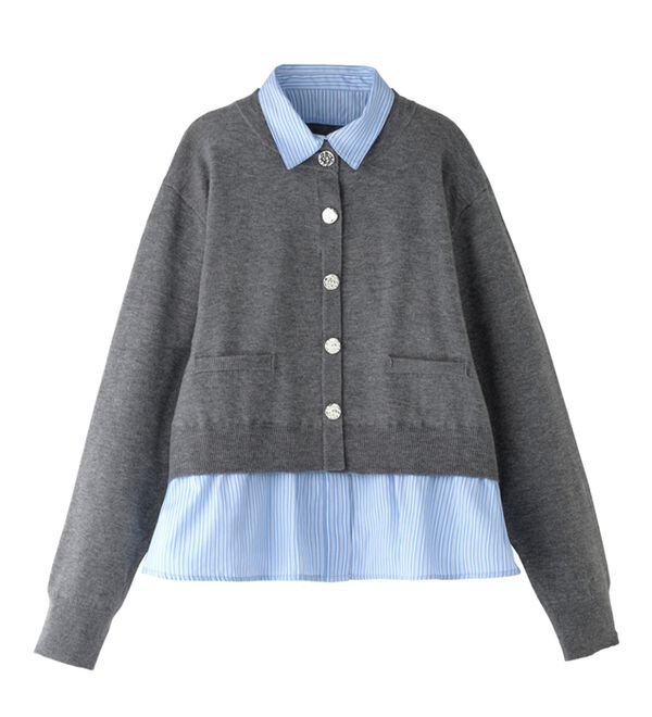 BELLUNA（ベルーナ）の「シャツレイヤード風ニットプルオーバー（ニット・セーター）」｜詳細画像