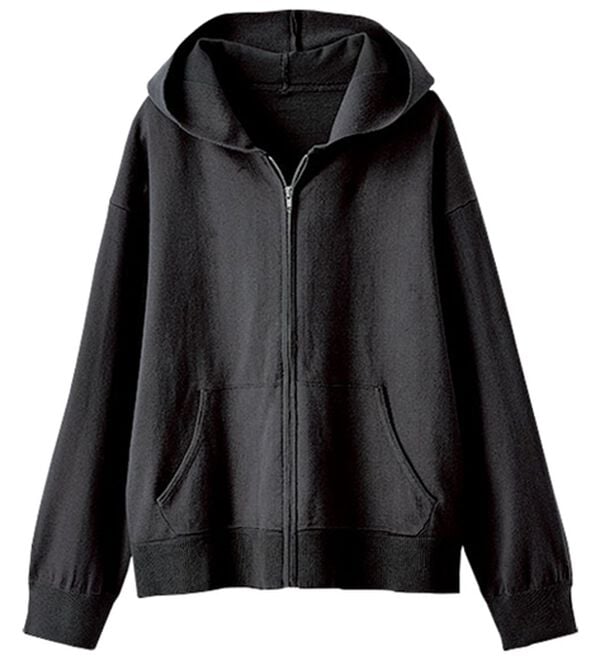 BELLUNA（ベルーナ）の「上品ニット大人顔ジップパーカー（パーカー）」｜チャコール