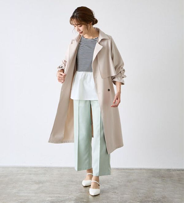 Pierrot（ピエロ）の「異素材ドッキングフリルギャザーペプラムカットソー（カットソー）」｜詳細画像