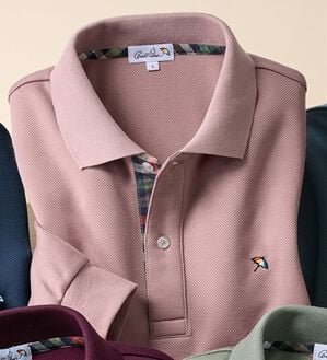 「＜アーノルド　パーマー＞ワンポイント裏起毛ポロシャツ（メンズポロシャツ）」｜グレイッシュピンク