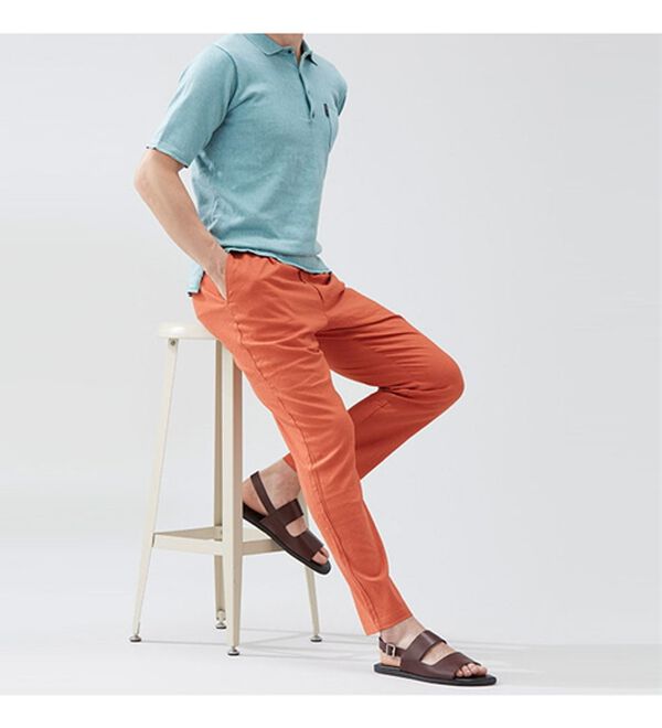 「＜イネド＞ひんやり麻入りテーパードパンツ（メンズフルレングスパンツ）」｜詳細画像