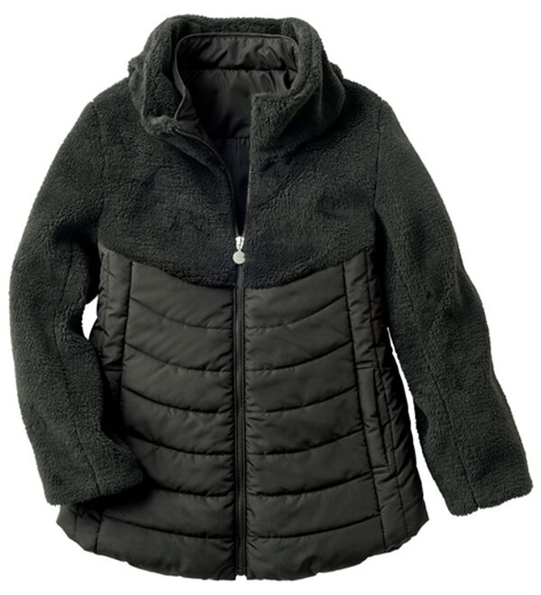 ルフラン（ルフラン）の「上品ボア切替デザインコート（ハーフコート）」｜黒