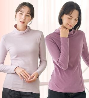 LAVIENNE（ラヴィエンヌ）の「【医師オススメ】綿１００％吸湿発熱あったかインナー　タートルネックインナー長袖＜LAVIHOTシリーズ＞（肌着・インナーウェア）」｜詳細画像