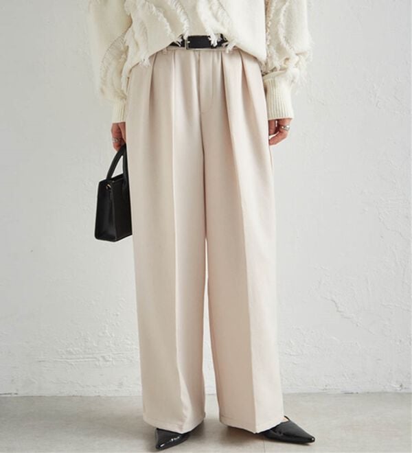 RANAN（ラナン）の「ウール調２タックワイドパンツ（フルレングスパンツ）」｜詳細画像