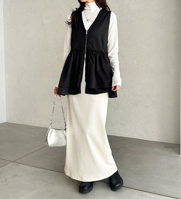 GeeRA（ジーラ）の「【着回し力◎】楽ちんすっきり見え！リブロングスカート（ロングスカート）」｜詳細画像