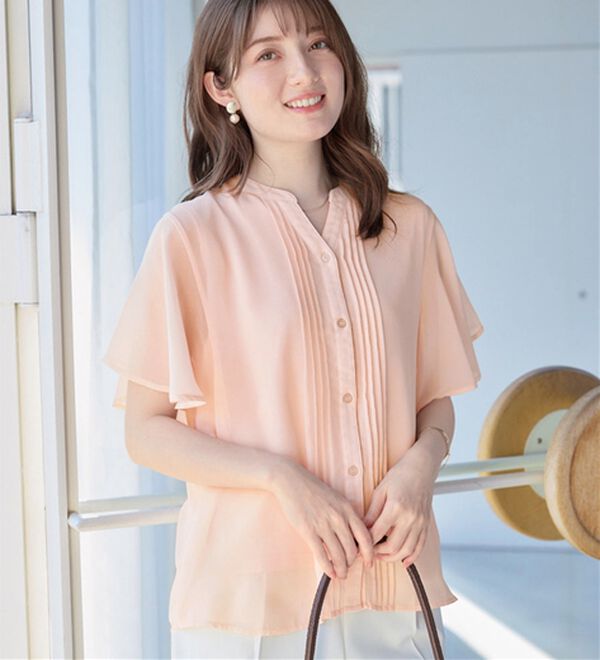 alotta（アロッタ）の「【接触冷感】インナー付ピンタックデザインブラウス【イエベ・ブルべ】（ブラウス）」｜詳細画像