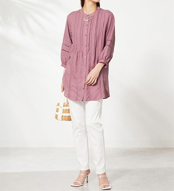 BELLUNA（ベルーナ）の「機能付リネン混ピンタック使いシャツチュニック（チュニック）」｜詳細画像