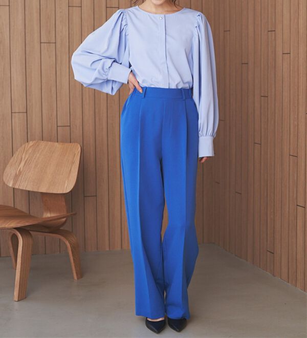 RANAN（ラナン）の「【選べる２丈】機能付！美脚シルエットセンタープレスワイドパンツ（フルレングスパンツ）」｜詳細画像