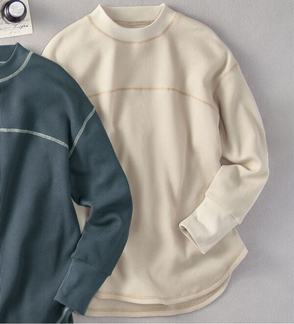 BELLUNA（ベルーナ）の「裏起毛ワッフル素材チュニック（チュニック）」｜アイボリー
