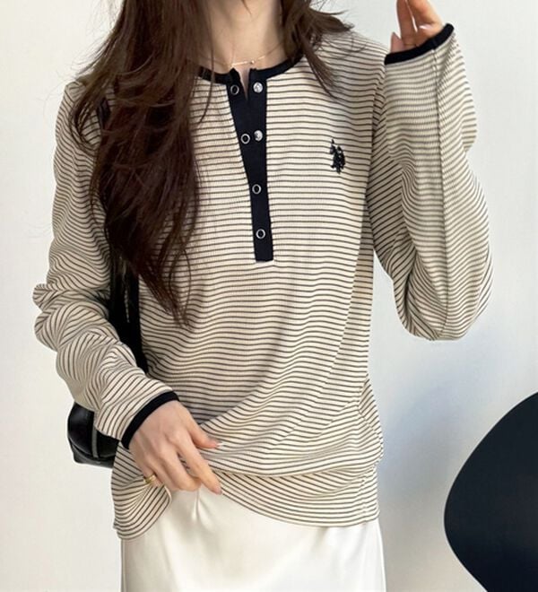 GeeRA（ジーラ）の「【U.S.POLOASSN】ワッフルヘンリーネックカットソー（カットソー）」｜詳細画像