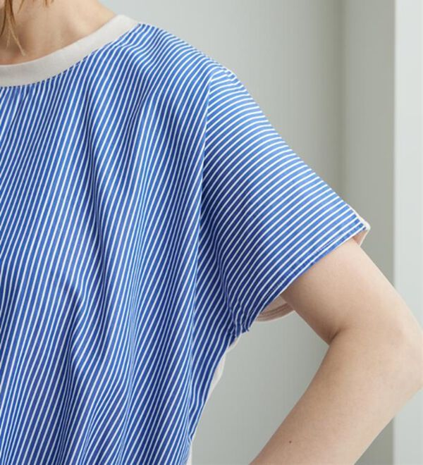 BELLUNA（ベルーナ）の「【ひんやり接触冷感】シャーリング使い異素材切替プルオーバー（カットソー）」｜詳細画像