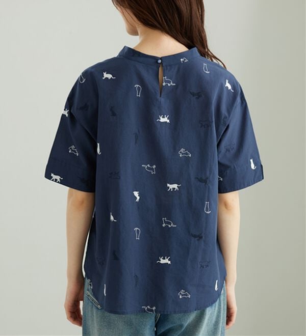 BELLUNA（ベルーナ）の「ネコ&ウサギ刺しゅうブラウス（ブラウス）」｜詳細画像