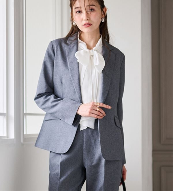 RANAN（ラナン）の「【選べる衿】洗える！春夏ロングシーズン着用可能ベーシック２点ライトスーツ（パンツスーツ）」｜詳細画像