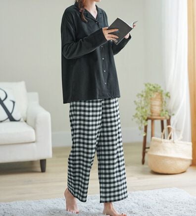 YU'NOW（ユナウ）の「【上下２点セット】コットンネルシャツパジャマセット（パジャマ・ルームウェア）」