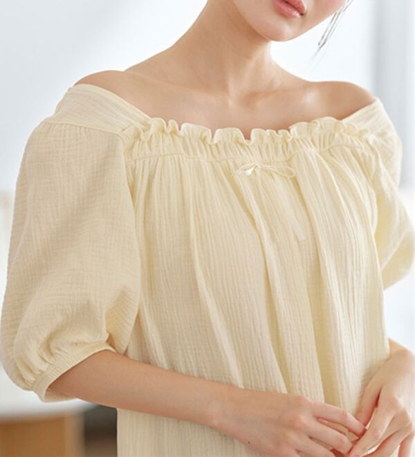 YU'NOW（ユナウ）の「【カップ付】Ｗガーゼの湯上りワンピース（パジャマ・ルームウェア）」｜詳細画像