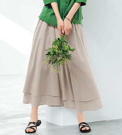 BELLUNA（ベルーナ）の「ふわりと揺れる綿素材フレアースカート（ロングスカート）」
