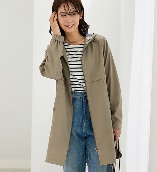 BELLUNA（ベルーナ）の「はっ水加工ボンディング素材ロング丈パーカー（ハーフコート）」｜詳細画像