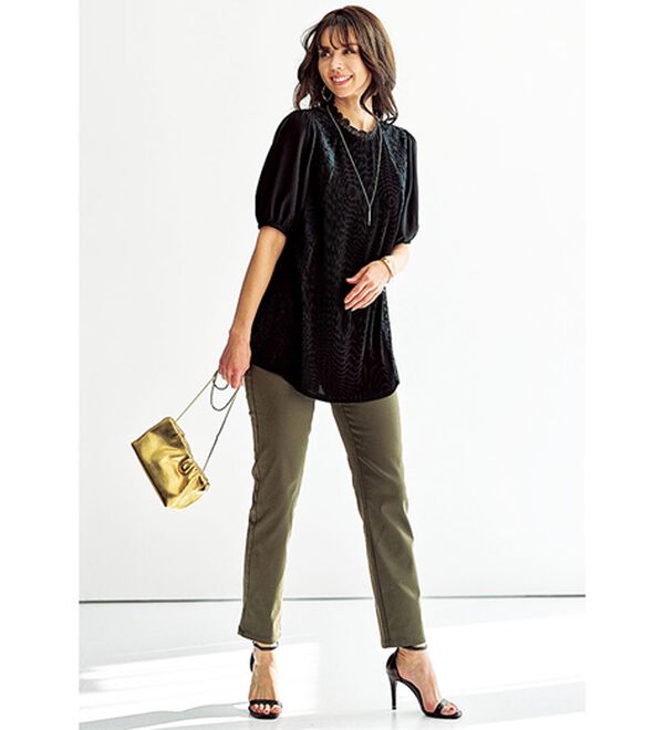 BELLUNA（ベルーナ）の「プリーツ&times;レース切替デザインチュニック（チュニック）」｜詳細画像