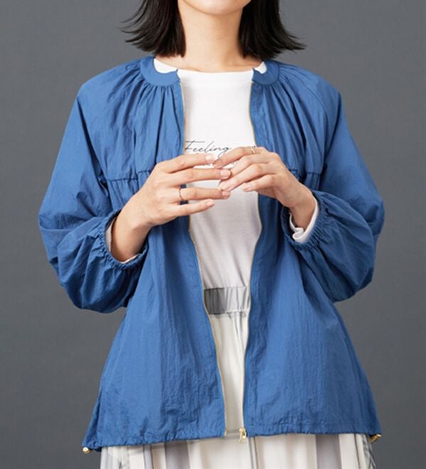 BELLUNA（ベルーナ）の「シアー素材ギャザーデザインブルゾン（ブルゾン）」｜詳細画像