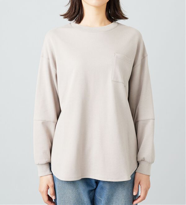 BELLUNA（ベルーナ）の「吸湿発熱ポンチ素材袖切替プルオーバー（カットソー）」｜詳細画像