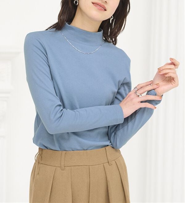 BELLUNA（ベルーナ）の「【選べる衿】肌に優しい綿１００％暖か発熱素材プルオーバー＜ベルホット　コットン＞（カットソー）」｜詳細画像