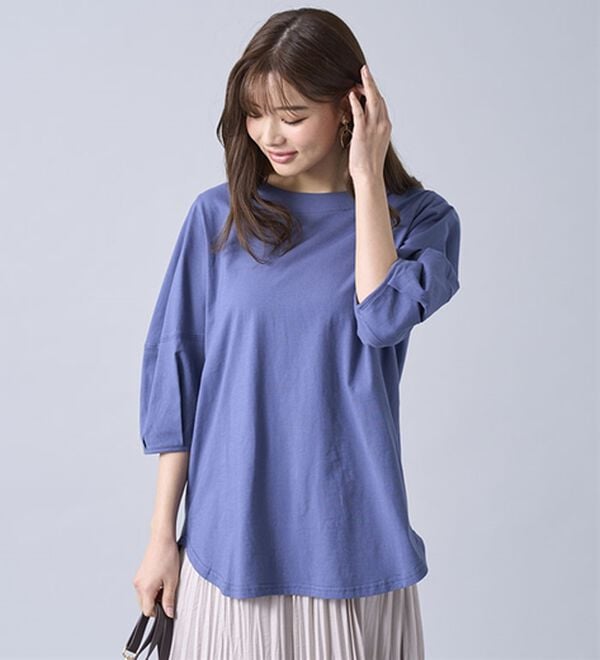 BELLUNA（ベルーナ）の「強撚綿１００％袖デザインプルオーバー（カットソー）」｜詳細画像