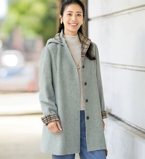 ルフラン（ルフラン）の「ウール混チェックフーディーコート（ハーフコート）」｜詳細画像